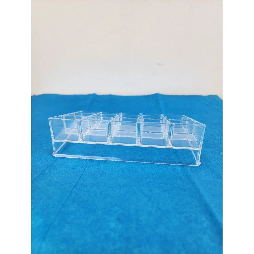 Clear Acrylic 15 Compartment Makeup Organizer Tray  Transparent